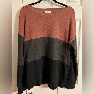 Nine Britton L burnt orange & black striped long sleeved sweater